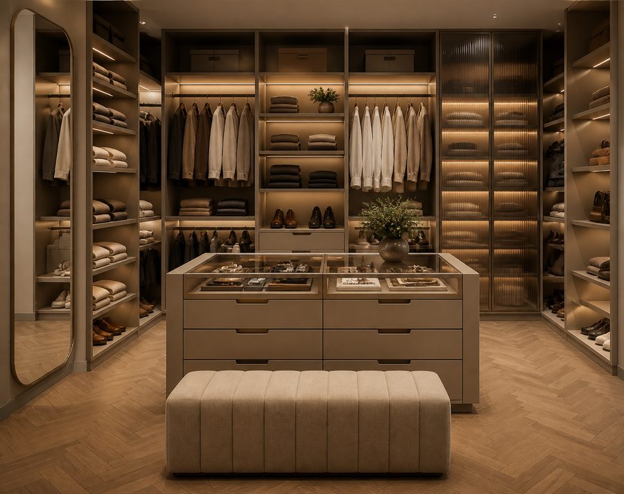 Closet planejado com marcenaria sob medida